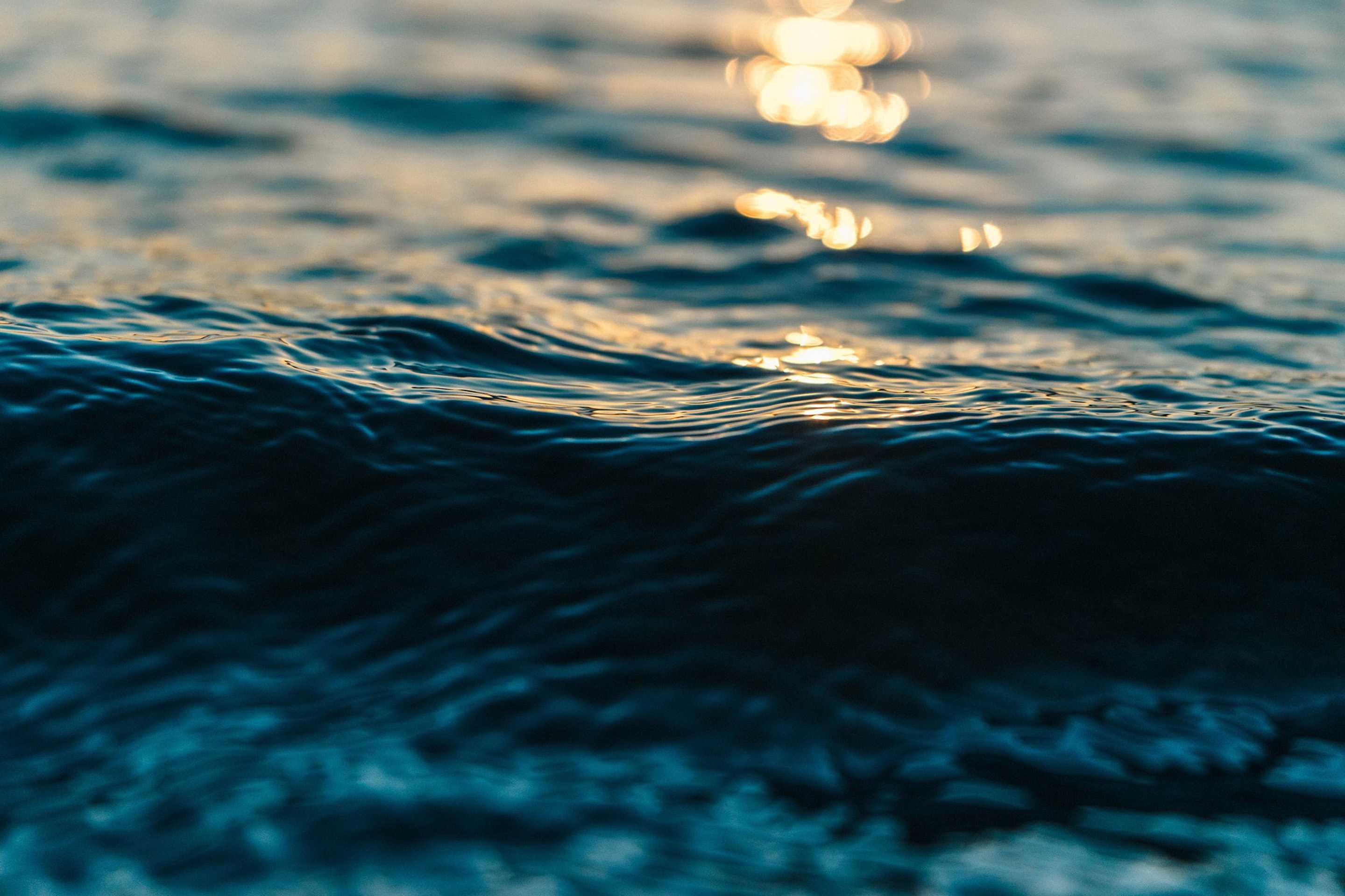 Gewaesser und eine kraeuselnde Welle im Detail.