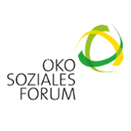 ÖKO SOZIALES FORUM text with overlapping green and yellow circular shapes logo