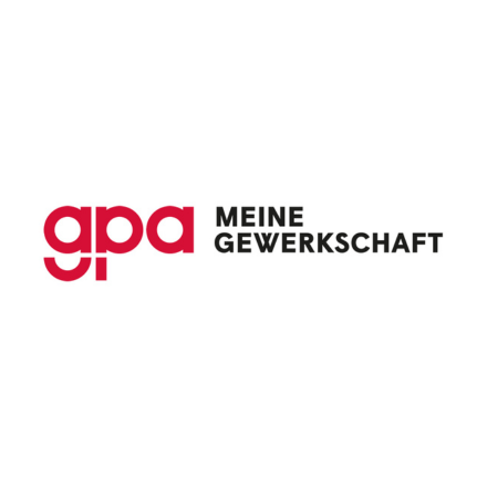 gpa in roter Schrift und daneben MEINE GEWERKSCHAFT in schwarzer Schrift auf weißem Hintergrund