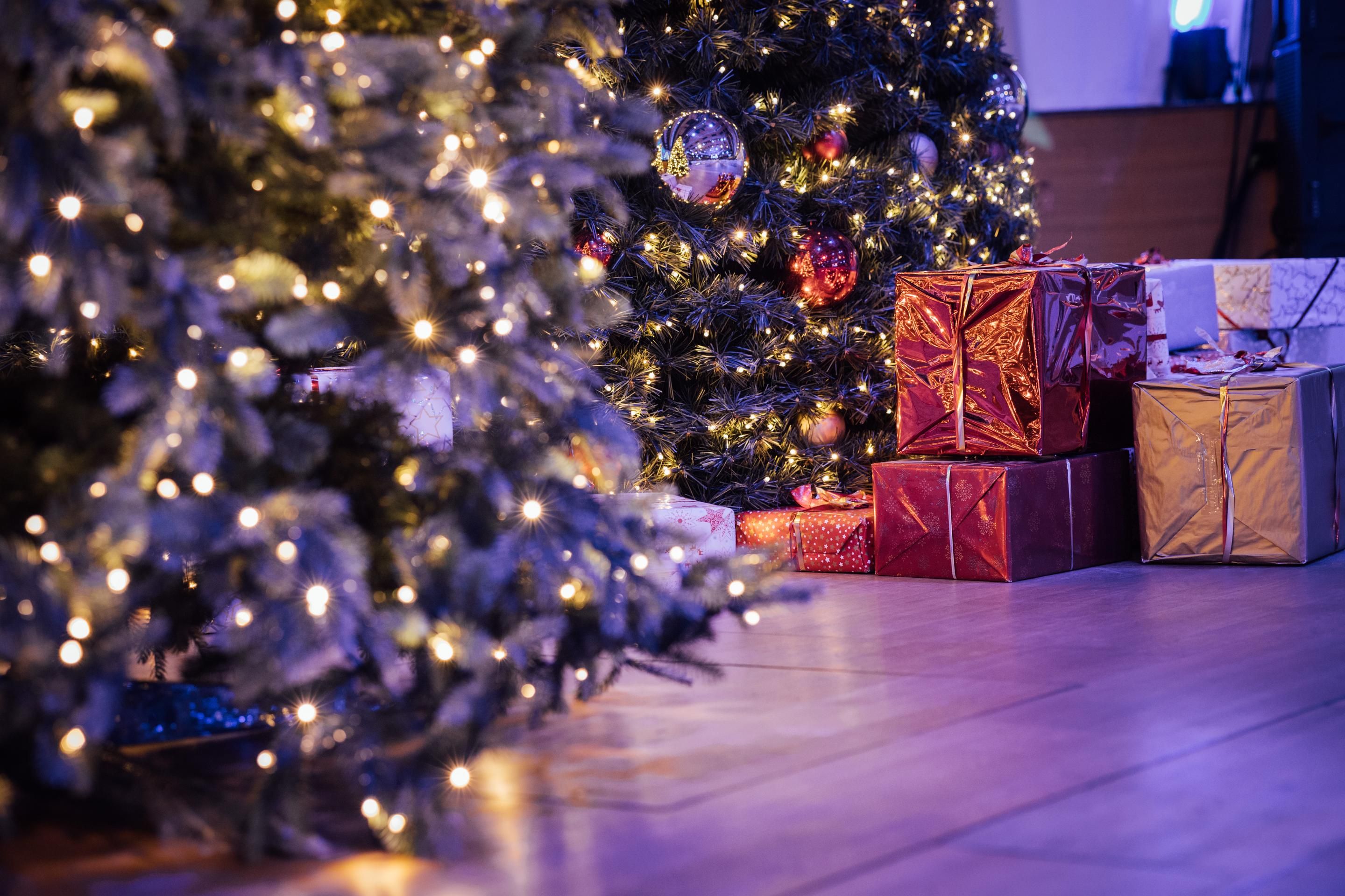 Foto: Weihnachtsbaum und Geschenke Weihnachtssetting im Austria Center Vienna
