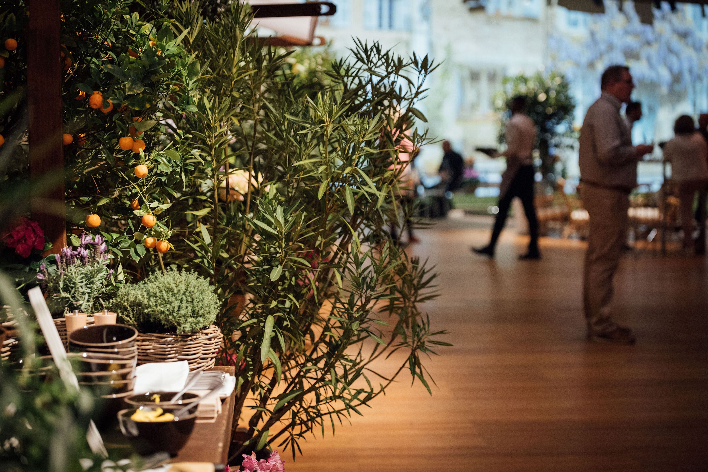 Straeucher und Blumen in einem Raum auf einem Event im Austria Center Vienna
