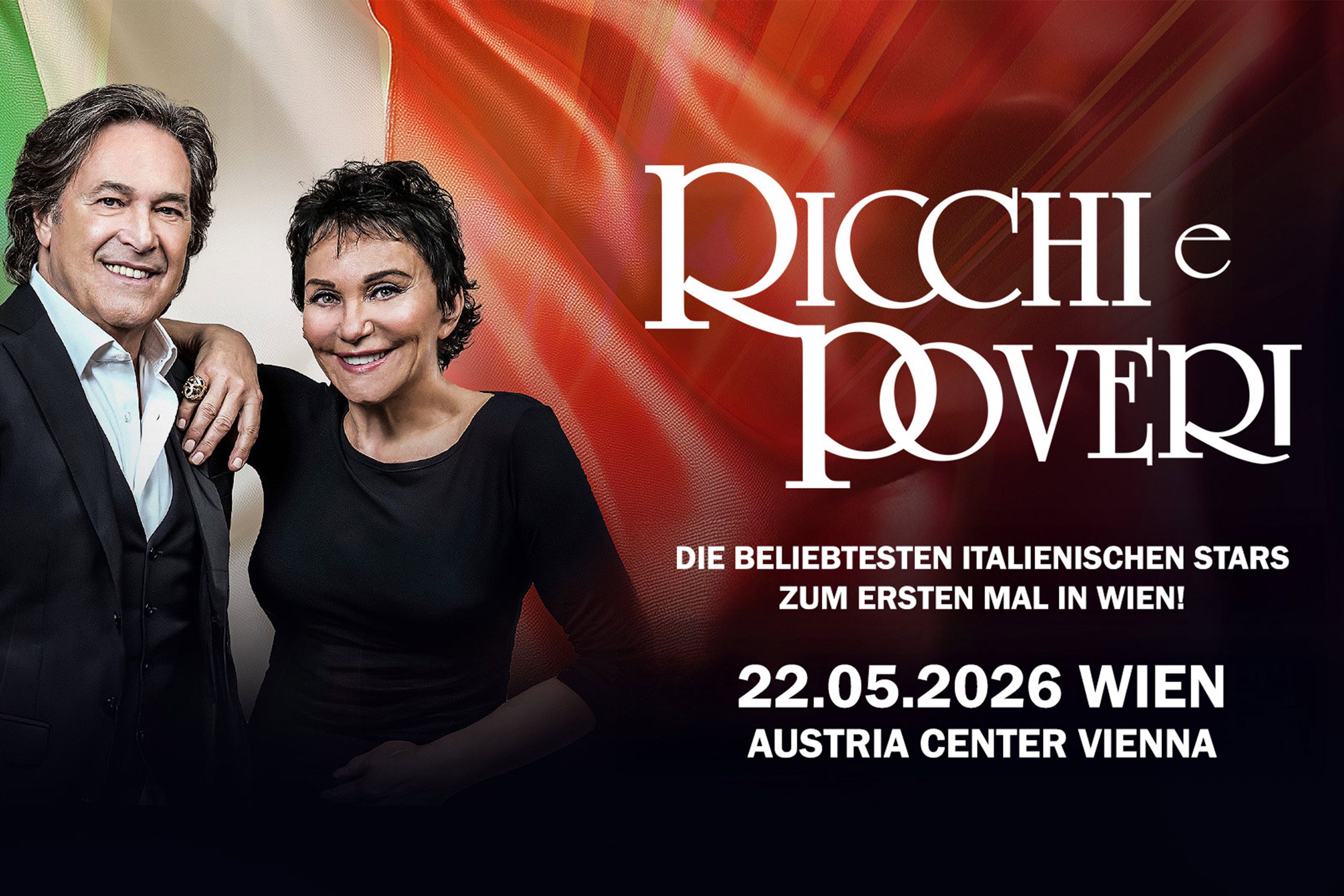 Ricchi e Poveri concert poster with date and venue information.
